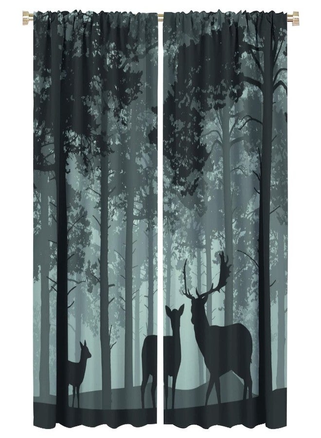LIZIMI Bear Deer Blackout Curtain,African Grasslands Rustic Wildlife Moose Mountain Elk Bear Giraffe Forest Animals Window Curtains for Boys Girls Bedroom Living Room Kitchen Decoration,2 Panels W42 xL54 - Image 1